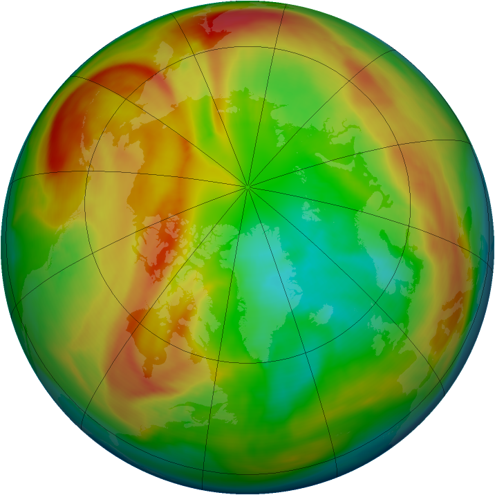 Arctic ozone map for 08 March 2005
